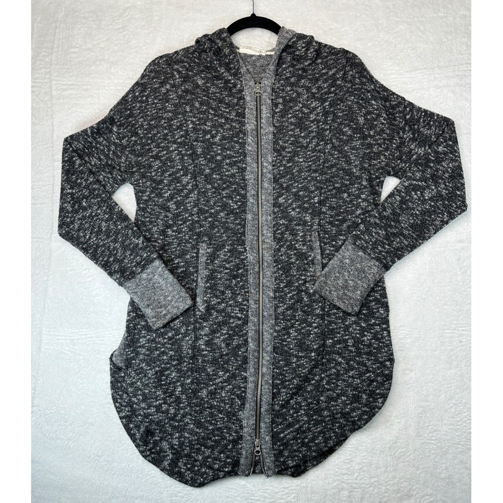 Out From Under Zip Up Hoodie Women Medium Gray Marled Knit Longline Cardigan